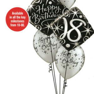 Happy birthday floor standing balloon bouquet - elegant classic